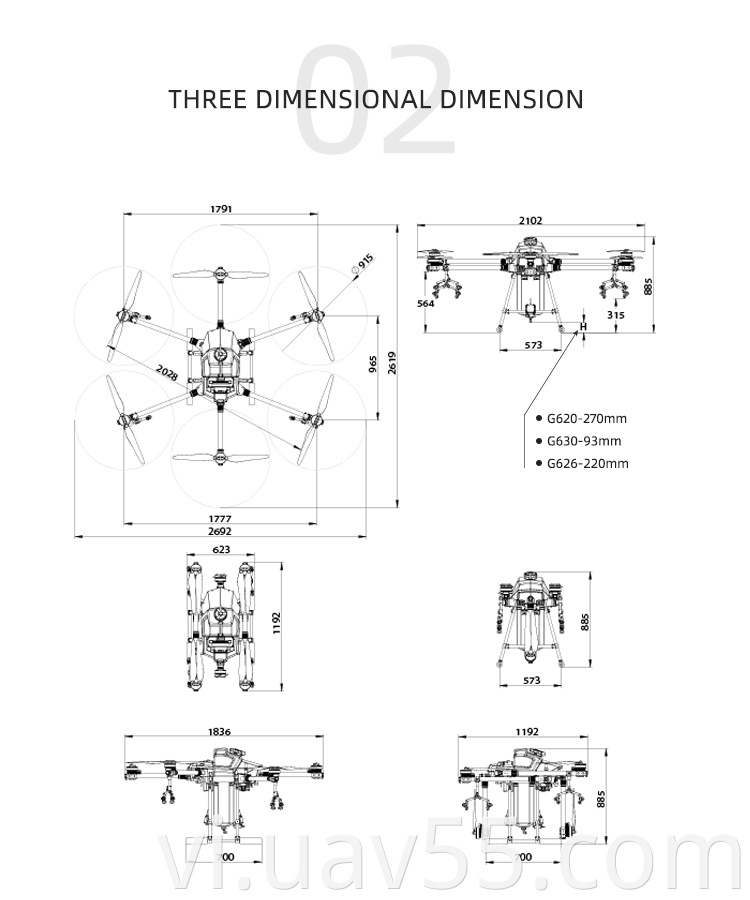 eft gx series g630 30l agriculture drone frame